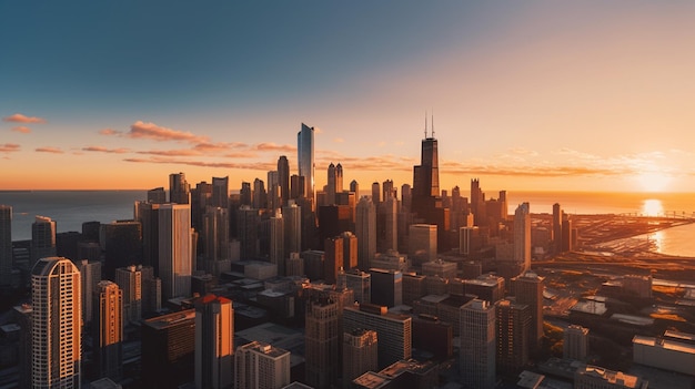 Reflexion der Skyline von Chicago