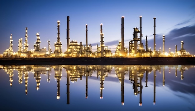 Reflexión de la industria de la refinería de petróleo sobre el agua