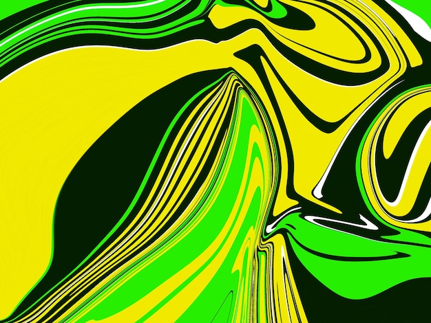 Reflexión metálica líquida abstracta amarilla y verde Diseño de fondo de gradiente de color Fondo geométrico abstracto con líquido