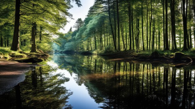 Reflexión de la naturaleza madera paisaje soleado