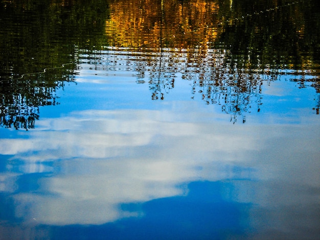 Foto reflexión de las nubes en el agua