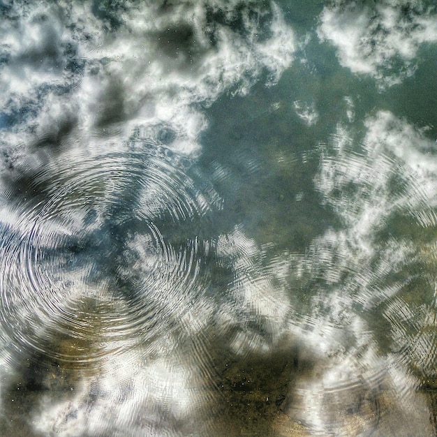 Foto reflexión de las nubes en el agua