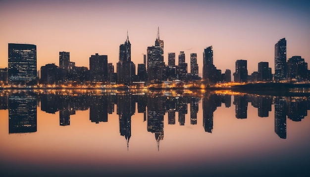 Reflexión del paisaje urbano en el agua