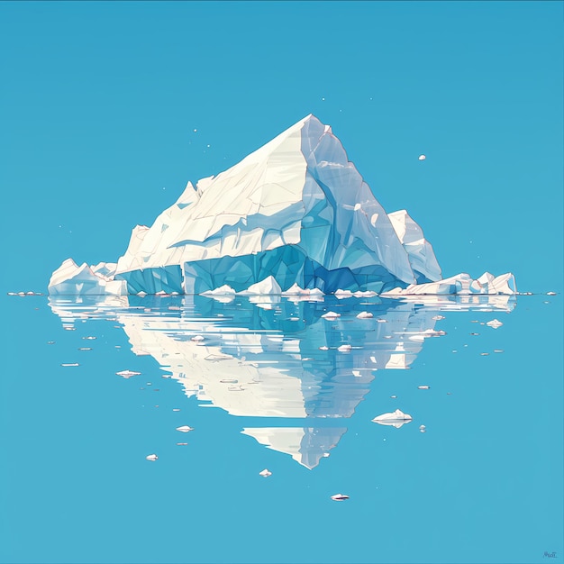 Foto reflexión sublime del iceberg cambio climático arte