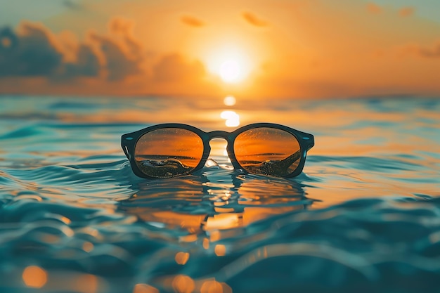 Reflexiones del amanecer en las gafas de sol