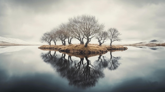 Foto reflexiones de ia generativas paisajes reflejados en el agua que crean reflejos impresionantes