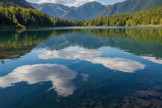 Reflexiones del lago de las montañas cristalinas