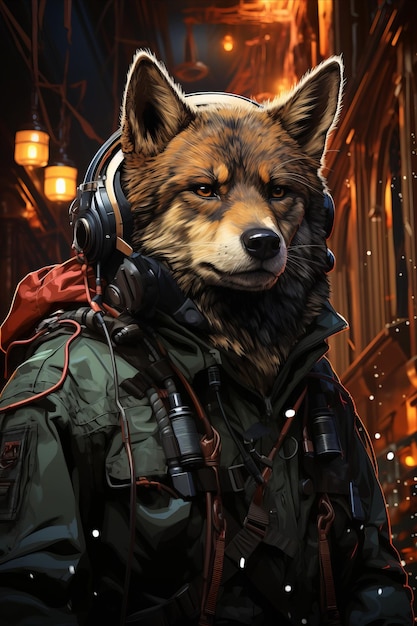 Reflexiones de Neón Akitas Contemplación Cyberpunk