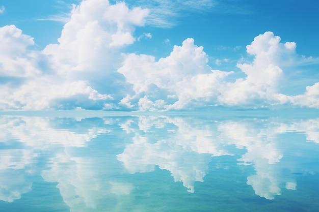 Reflexiones de las nubes en aguas tranquilas