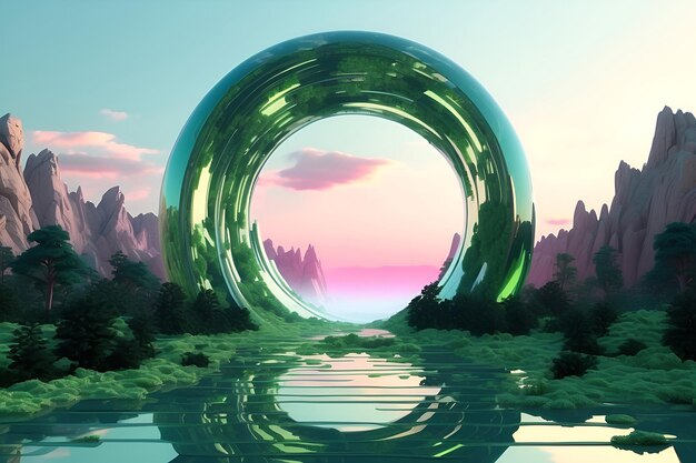 Reflexiones del sueño de esmeralda Un viaje surrealista a través del espejo de la naturaleza