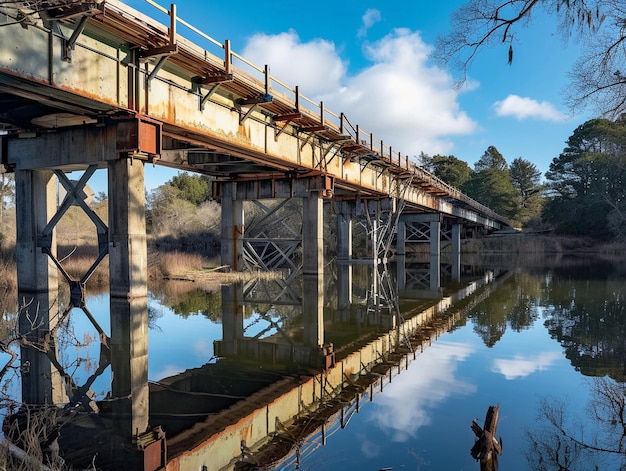 Reflexiones del viejo puente sobre el agua