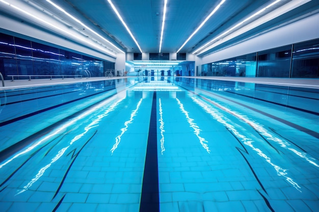 Reflexões cristalinas de piscinas interiores