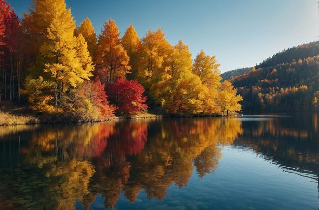 Reflexões das cores do outono