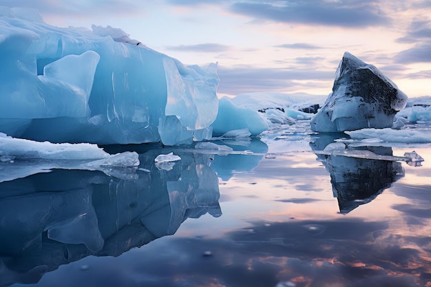 Reflexões glaciais fotografia de água gelada