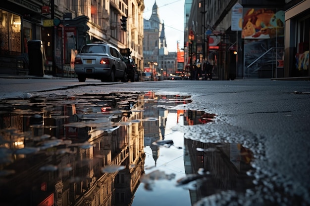 Foto reflexos em poças urbanas