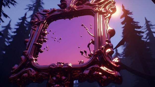 Foto reflexos encantados espelho em um cenário florestal