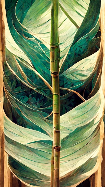 Reflorestamento de túnel de bambu para ilustração 3d de desenvolvimento sustentável