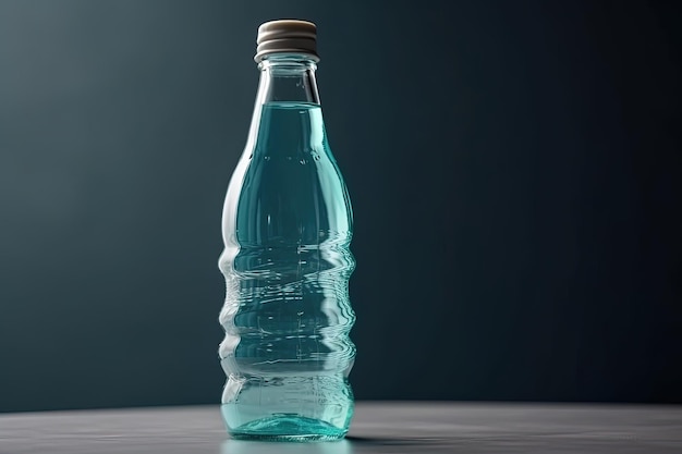 Refrescante agua embotellada en una mesa de madera IA generativa