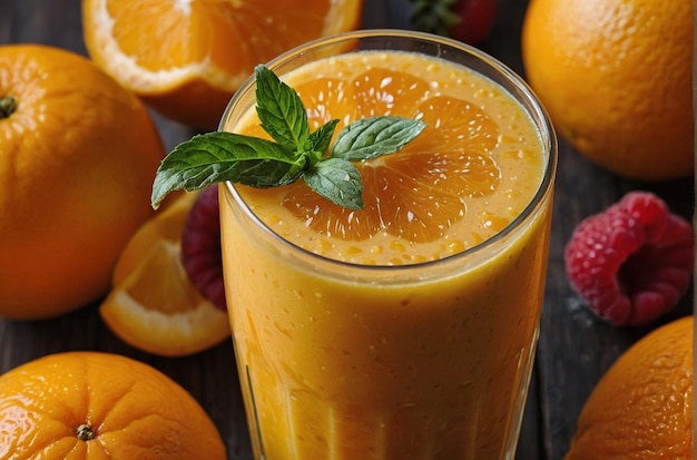 Un refrescante batido de jugo de naranja con