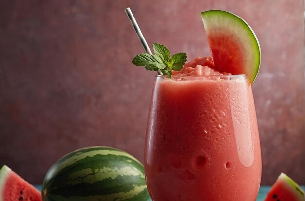 Un refrescante batido de sandía en un vaso