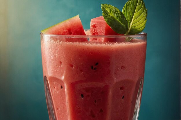 Un refrescante batido de sandía en un vaso