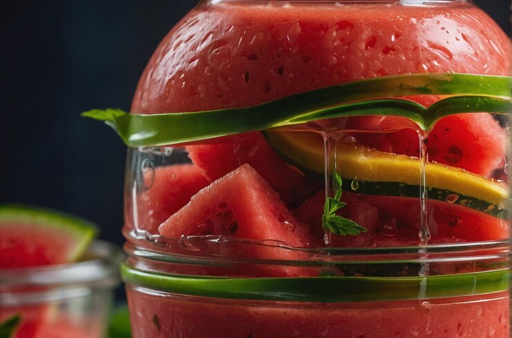 Un refrescante batido de sandía en un vaso con un