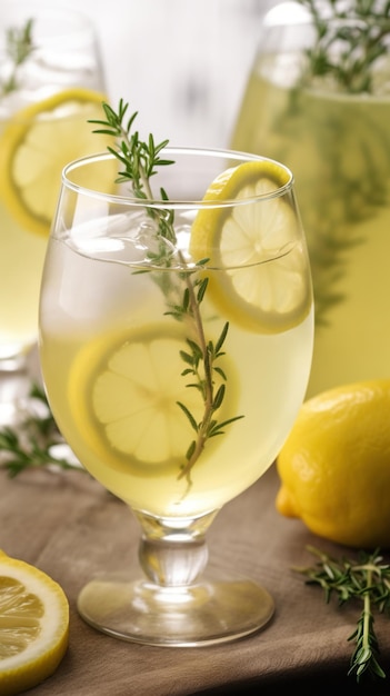 Refrescante cítrico picante Copo de limonada picante servido com uma fatia de limão Uma explosão de refresco