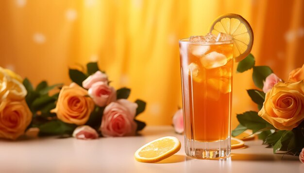 Refrescante cóctel de naranja y mandarina en un delicado vaso