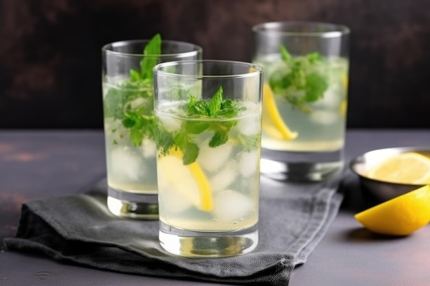 Refrescante coquetel de limonada de verão com vodka menta e limão criado com IA generativa