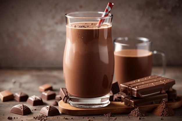Refrescante deliciosa leche con chocolate con cacao real