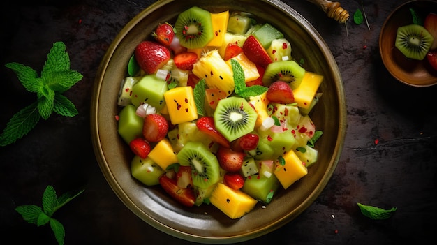 Una refrescante ensalada de frutas tropicales Una explosión de sabores y colores