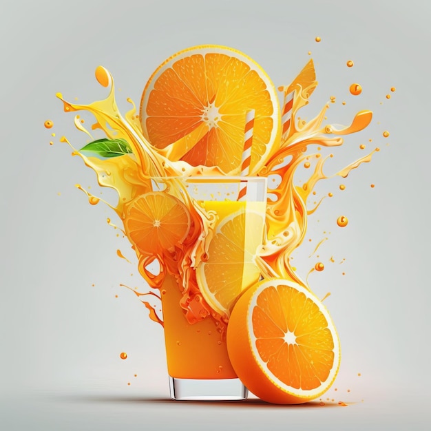 Refrescante jugo de naranja AI generativo