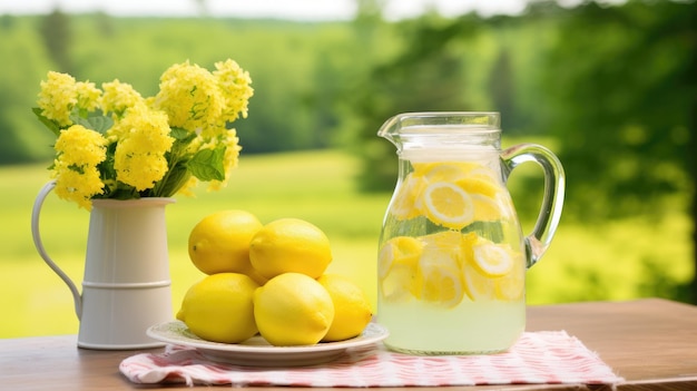 Refrescante limonada de verano con cítricos y menta Cócteles de frutas IA generativa