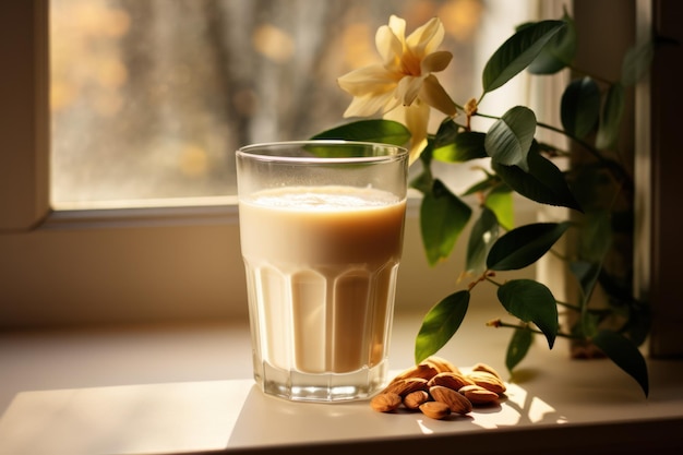 Refrescante matinal Copo de leite pela manhã Generative AI