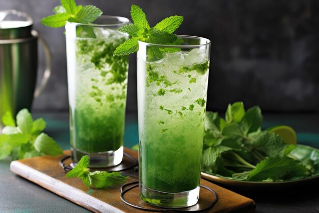 Refrescante mojito de menta em copo alto criado com IA generativa