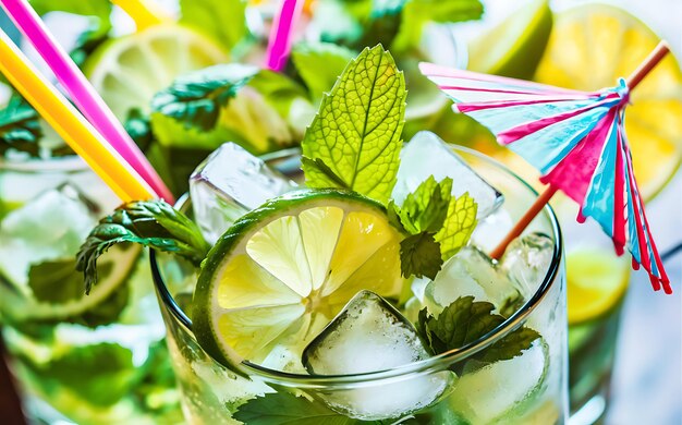 Refrescante mojito en primer plano