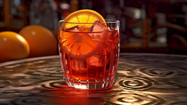 Foto refrescante negroni sbagliato coquetel com laranja e prosecco ia generativa