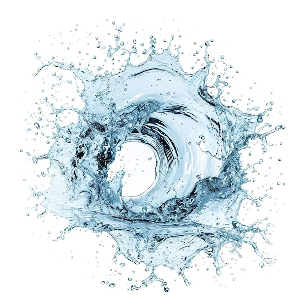 Refrescante salpicaduras de agua olas vibrantes en fondo blanco salpicaduras de agua dulce de fondo