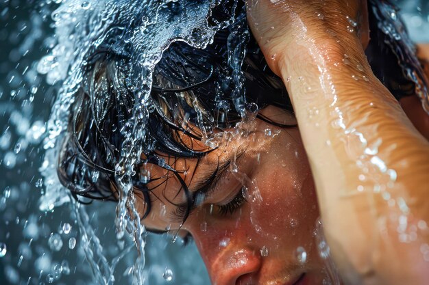 Refrescante salpico de verão CloseUp de pessoa desfrutando de água