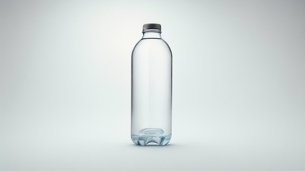 La refrescante simplicidad de la botella de agua contra un telón de fondo blanco prístino