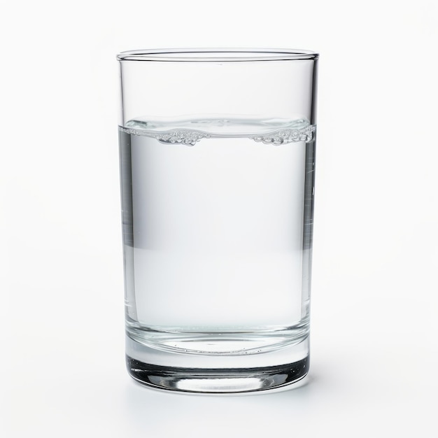 Refrescante vaso de agua pura sobre fondo blanco.