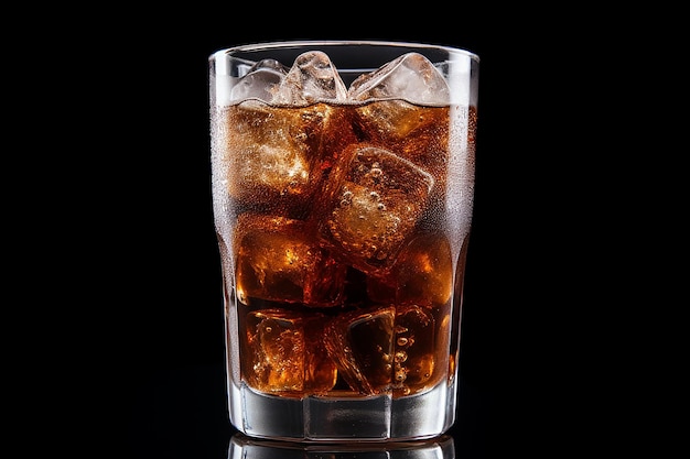 Un refrescante vaso de Coca-Cola sobre un fondo blanco