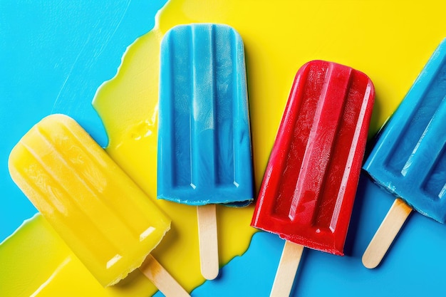Foto refrescantes guloseimas de verão com bolinhos vibrantes de vermelho, azul e amarelo