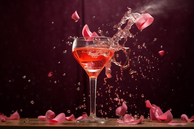Foto refresco rosado bebida efervescente do símbolo do amor