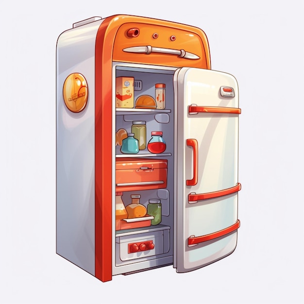 Refrigerador 2d ilustração de desenho animado em fundo branco