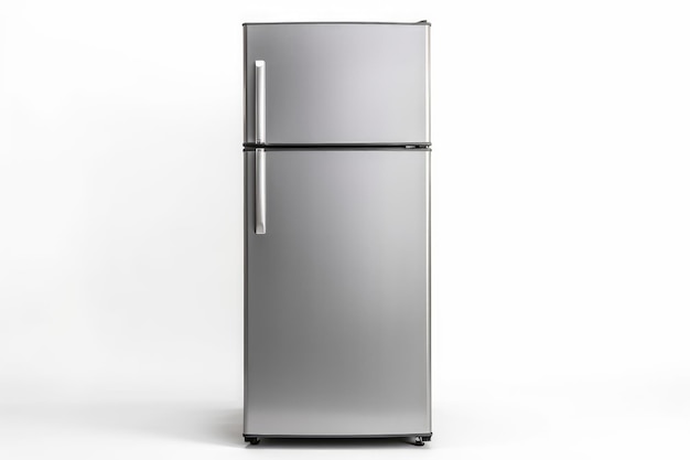un refrigerador de acero inoxidable con una puerta negra y una puerta plateada