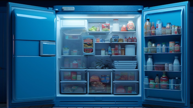 El refrigerador azul.