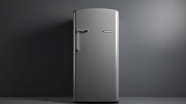 Refrigerador em frente a uma parede cinzenta renderização 3D