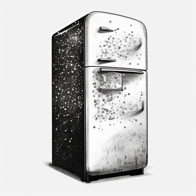 Refrigerador estilo de arte puntillismo fondo blanco