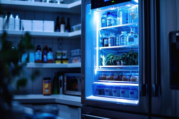 Un refrigerador con mucha comida dentro
